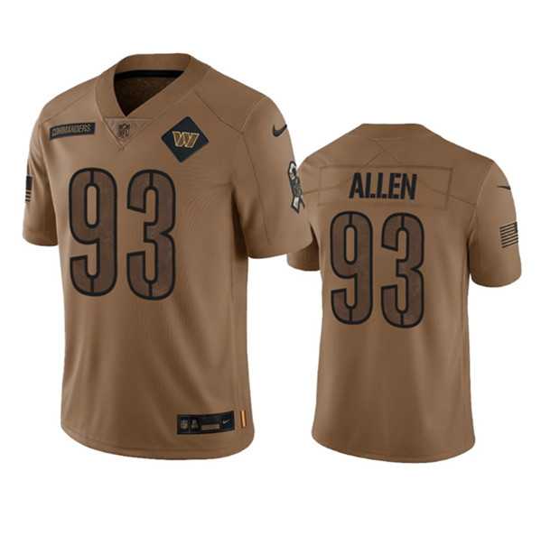 Men%27s Washington Commanders #93 Jonathan Allen 2023 Brown Salute To Service Limited Football Stitched Jersey Dyin